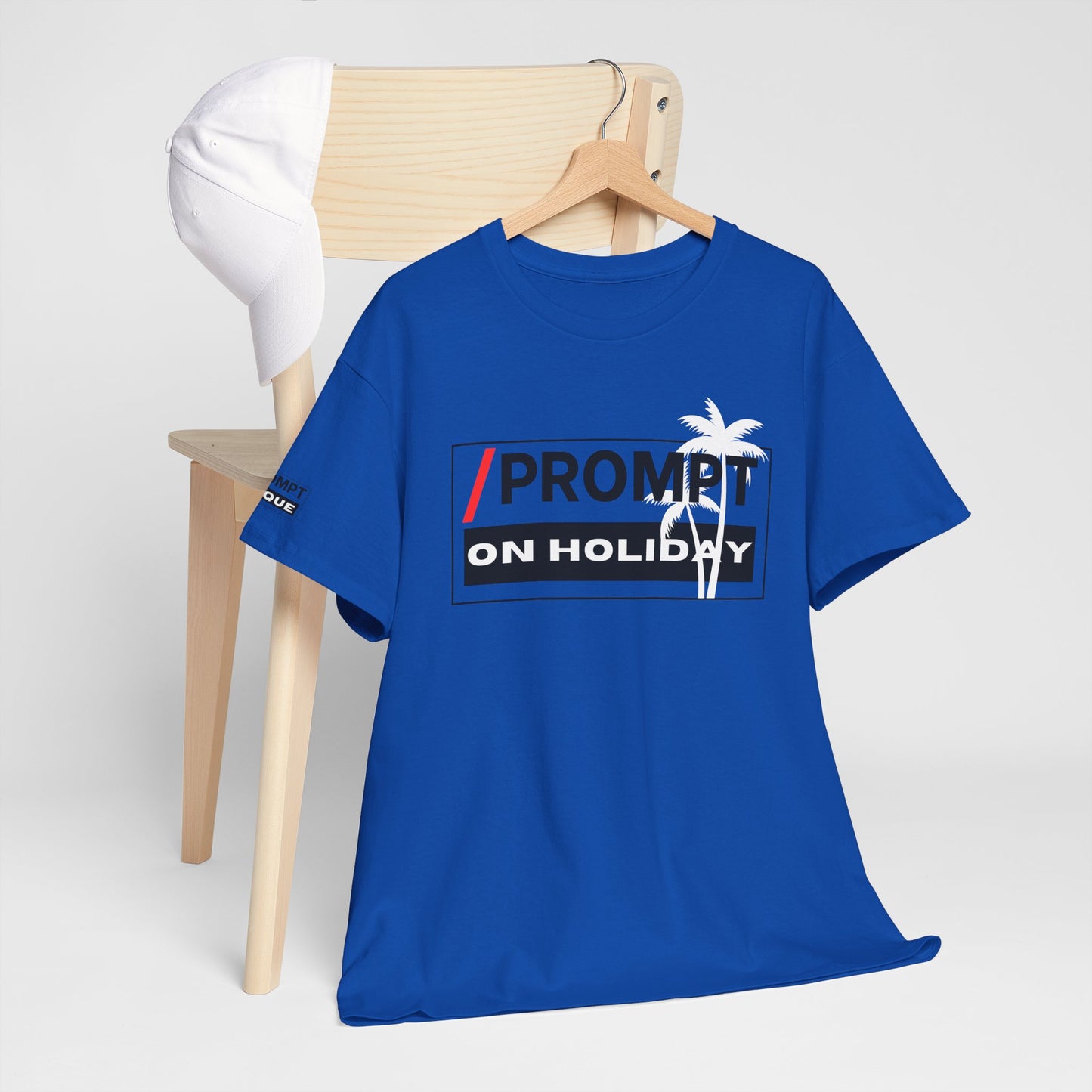 The PROMPT collection - ON HOLIDAY T-shirt, Unique Prompt Unisex Heavy Cotton Tee, Graphic T-Shirt, Relaxed Fit Top, Casual Wear, Gift for Creatives, Everyday Style
