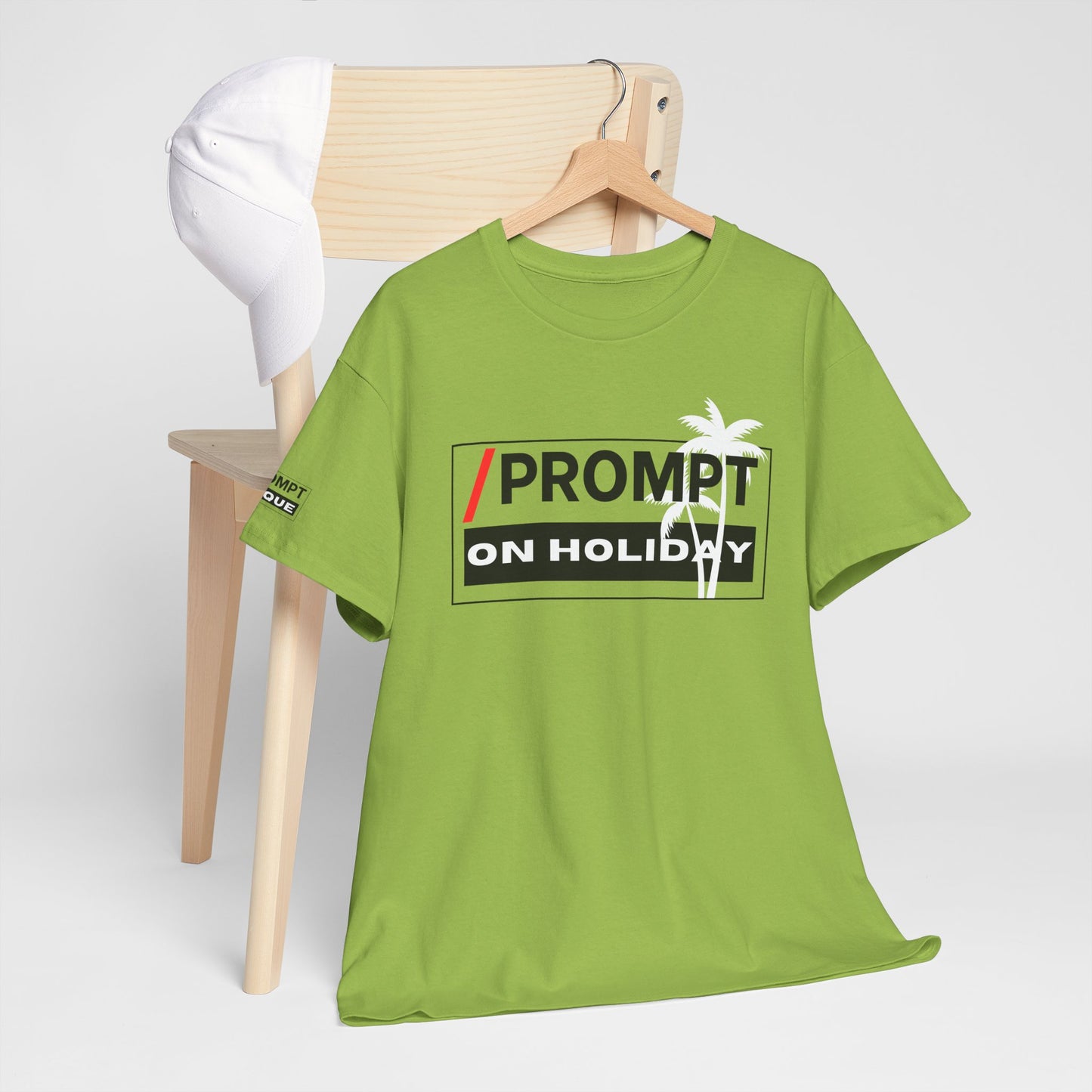 The PROMPT collection - ON HOLIDAY T-shirt, Unique Prompt Unisex Heavy Cotton Tee, Graphic T-Shirt, Relaxed Fit Top, Casual Wear, Gift for Creatives, Everyday Style