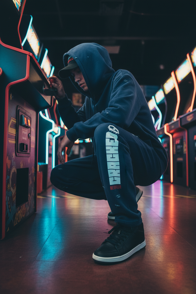 CRACKED Sweatpants - Arcade Mockup Pose 3