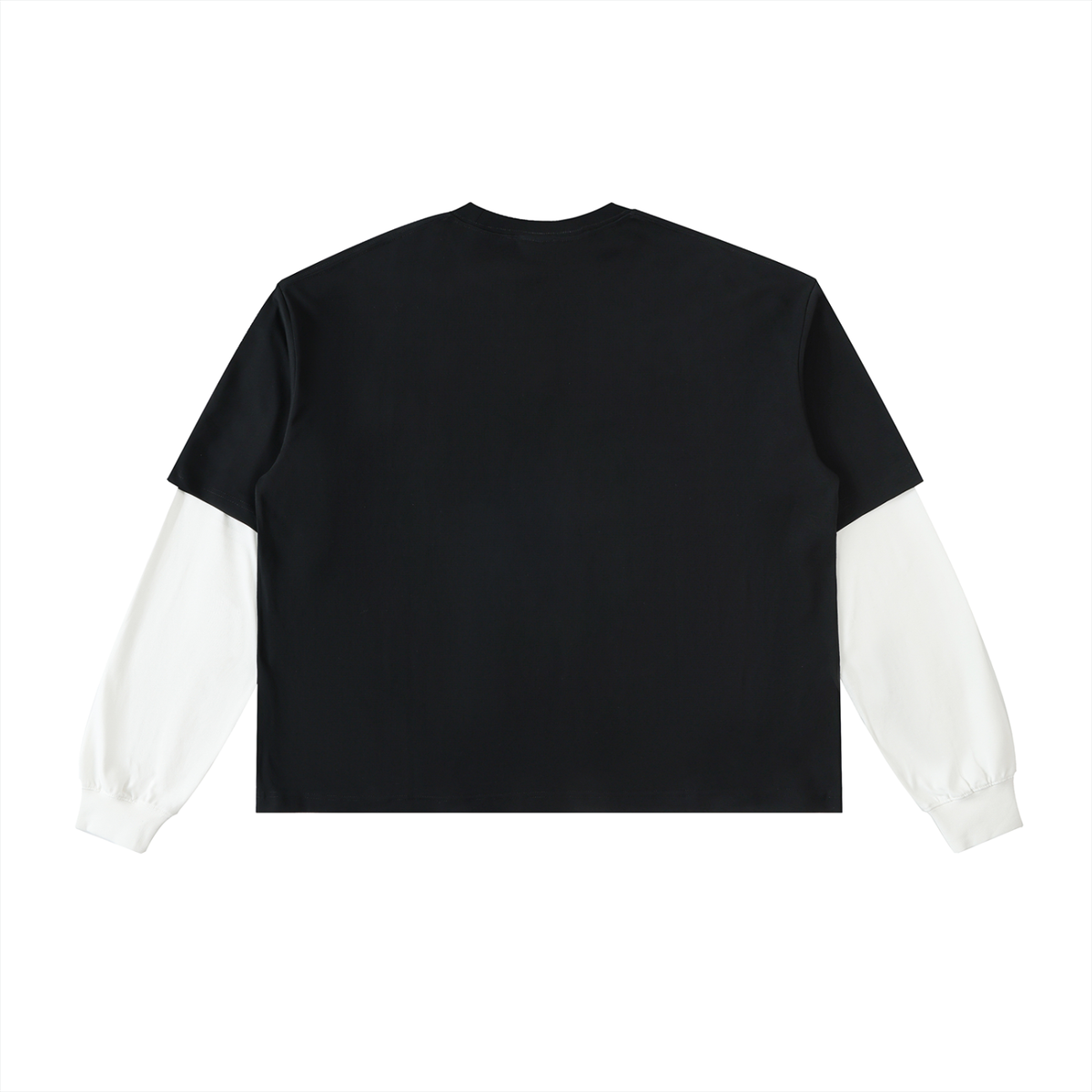 CYBERIA - BASICS - Layered Contrast Sleeve Cotton T-Shirt