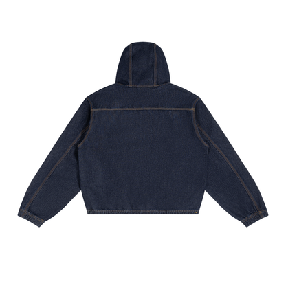SIREN INDUSTRIES - ESSENTIALS  Boxy Vintage Wash Hooded Denim Jacket