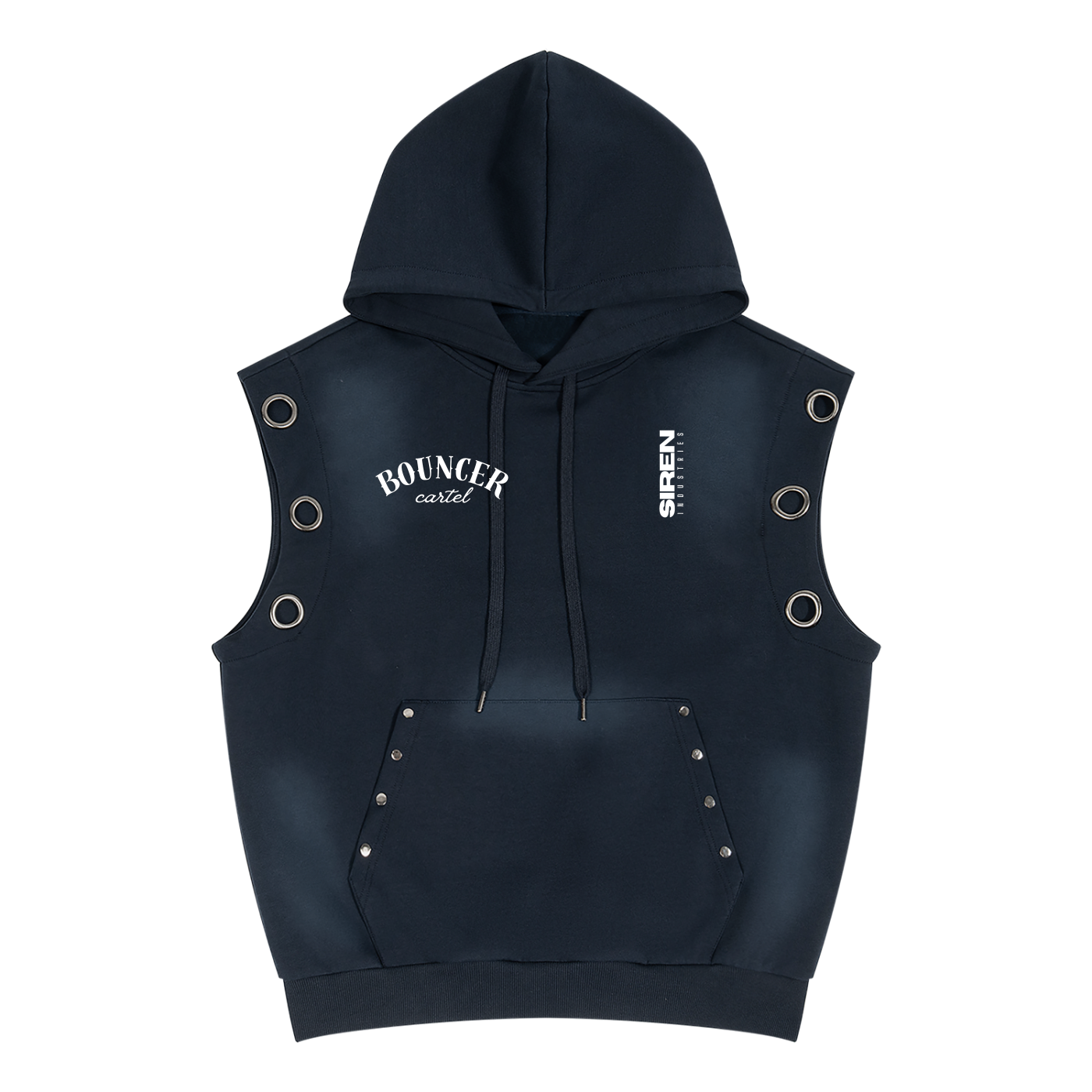 CYBERIA - BOUNCER CARTEL - Unisex Vintage Wash Sun Fade Sleeveless Hoodie
