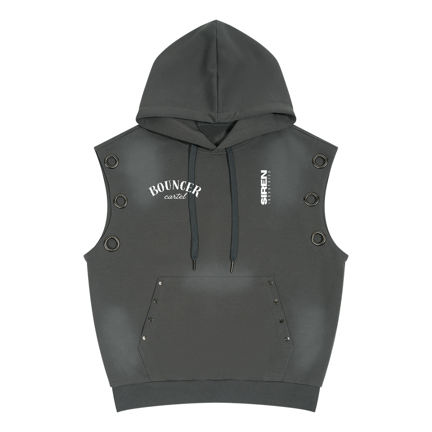 CYBERIA - BOUNCER CARTEL - Unisex Vintage Wash Sun Fade Sleeveless Hoodie