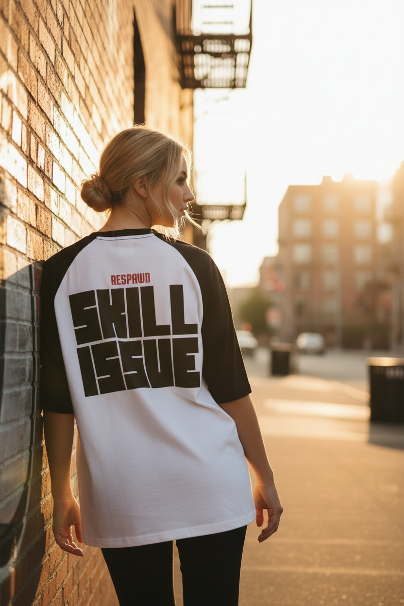 Blonde female, leaning on wall