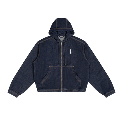 SIREN INDUSTRIES - ESSENTIALS  Boxy Vintage Wash Hooded Denim Jacket