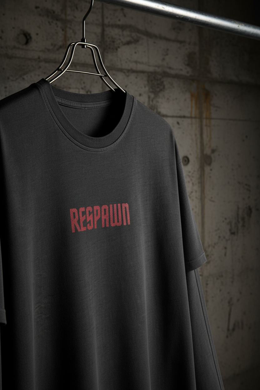Dark gray, close-up chest graphic