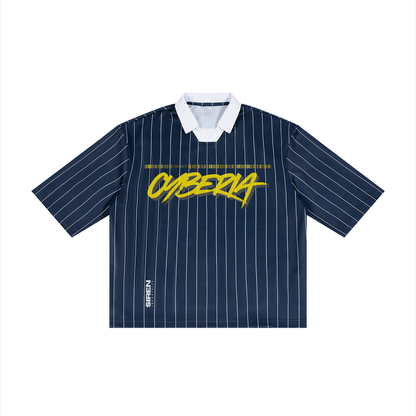 CYBERIA - BASICS - Pinstripe Collared Soccer Jersey