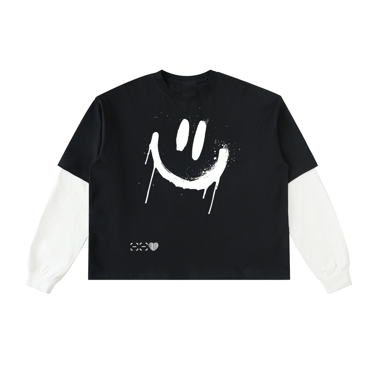 CYBERIA - BASICS - Layered Contrast Sleeve Cotton T-Shirt