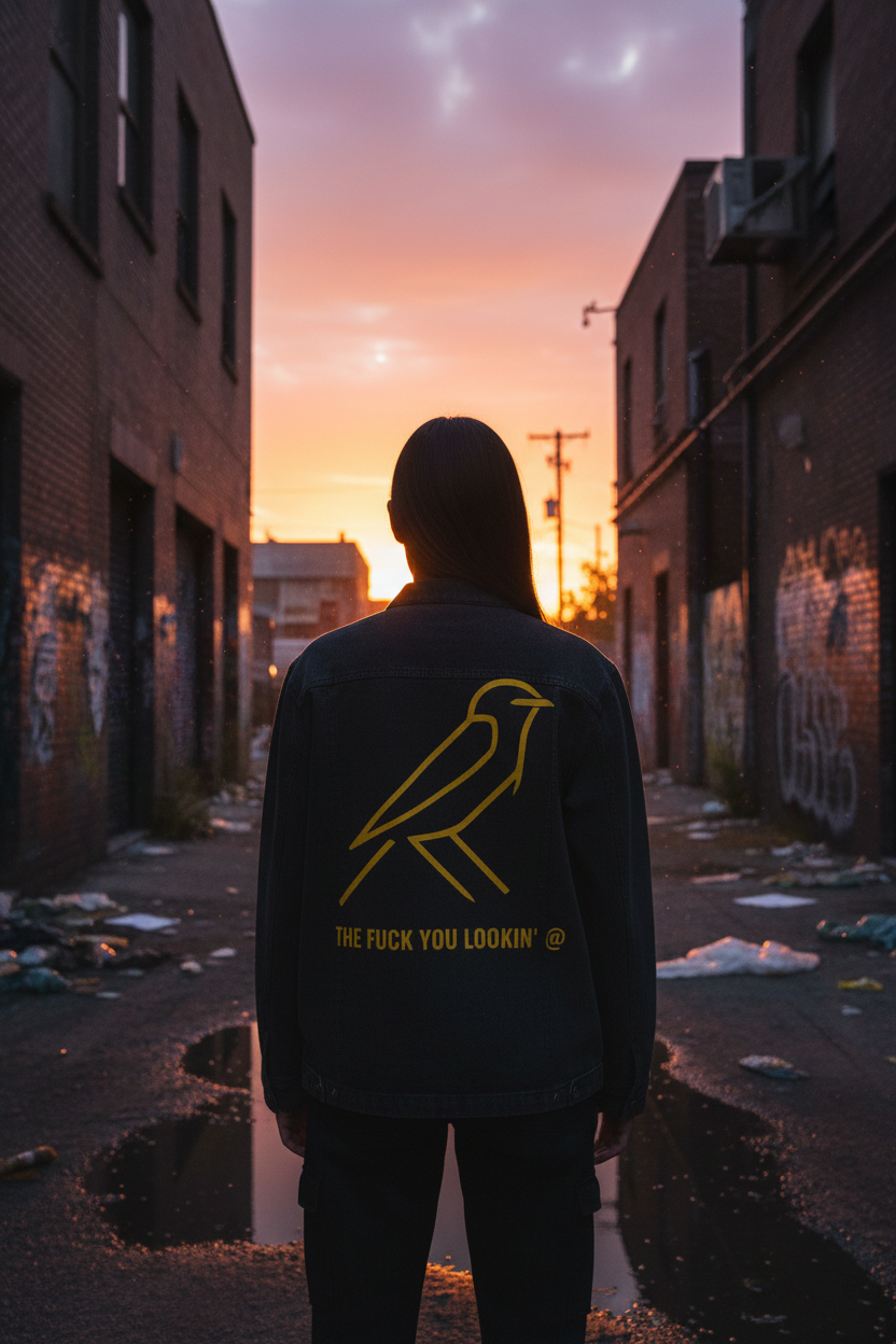 Female – alleyway sunset back graphic