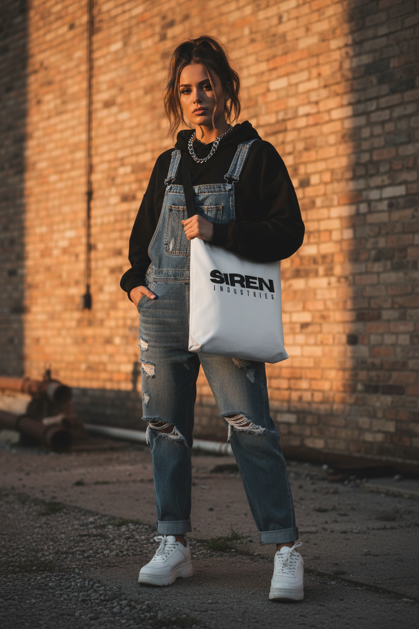 Female model, golden hour, urban street