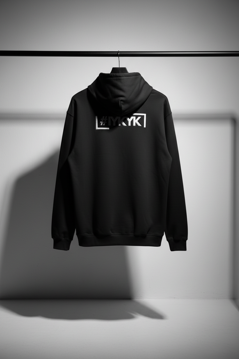 IYKYK Zip Hoodie – Back Wide Low Angle