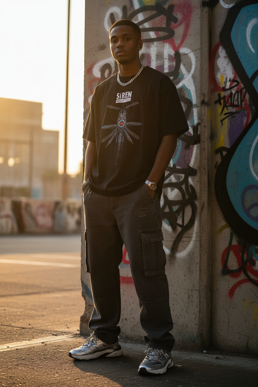 Male model, golden hour, standing