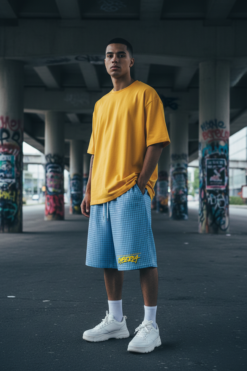 Male yellow tee overcast