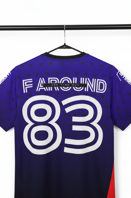 Purple Sports Shirt – White Studio Back Close-Up