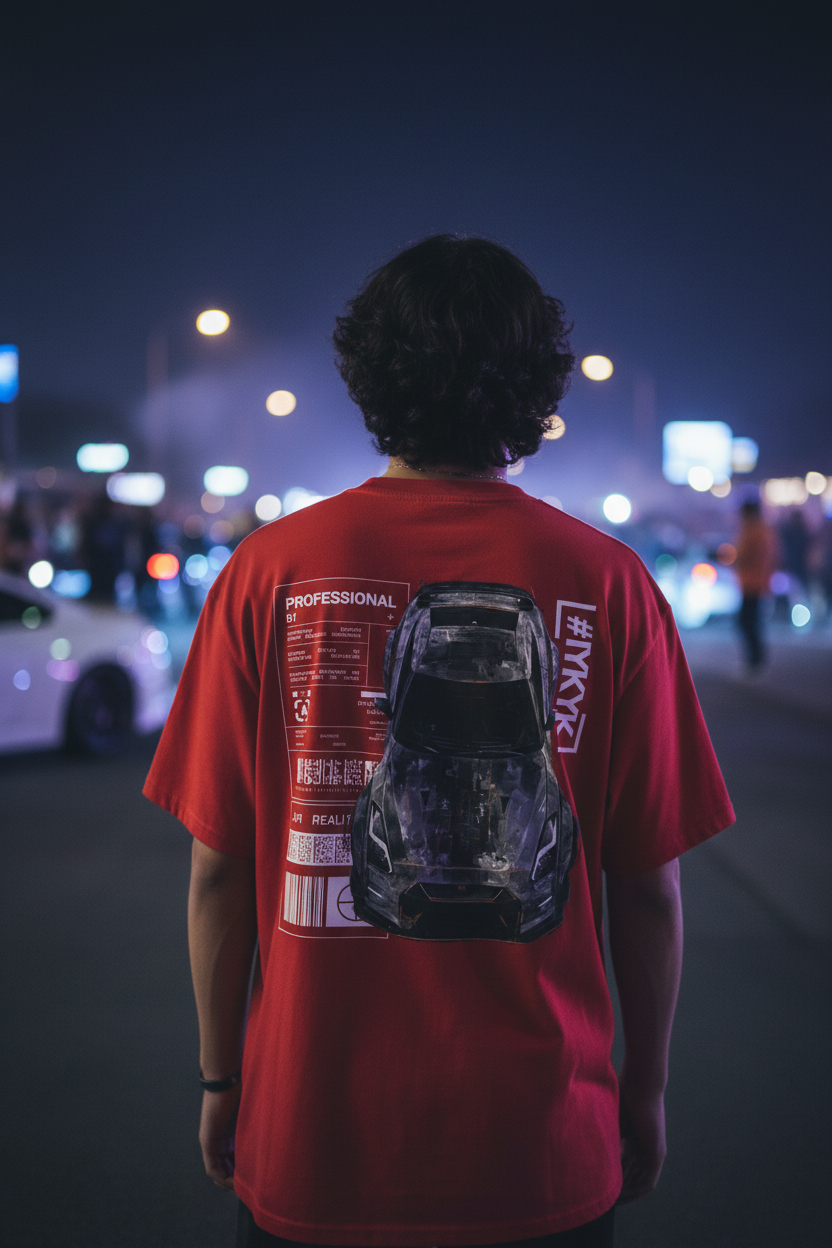 SIREN INDUSTRIES GTR Red Tee Back Print Close-Up