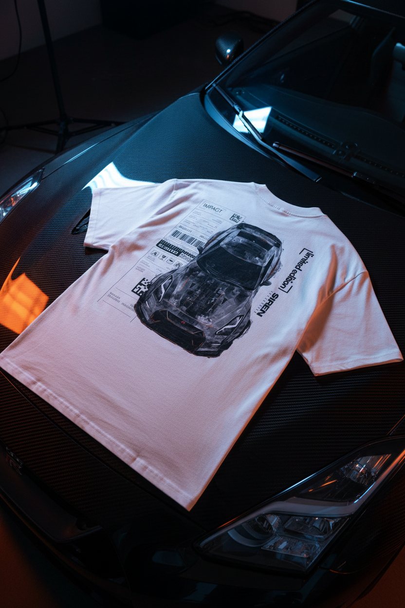 SIREN INDUSTRIES GTR White Tee Blue Orange