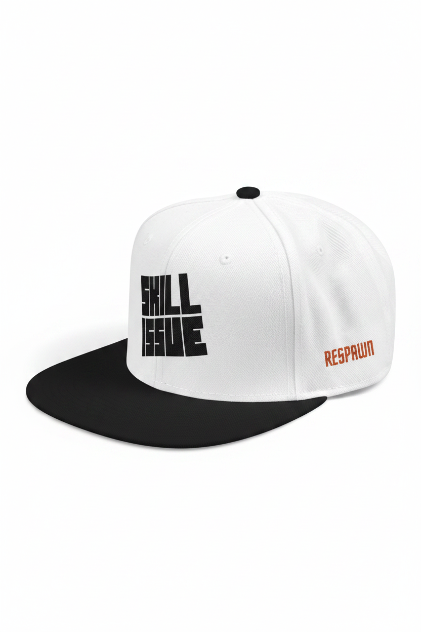 SIREN INDUSTRIES RESPAWN Snapback - White on Black Studio Mockup