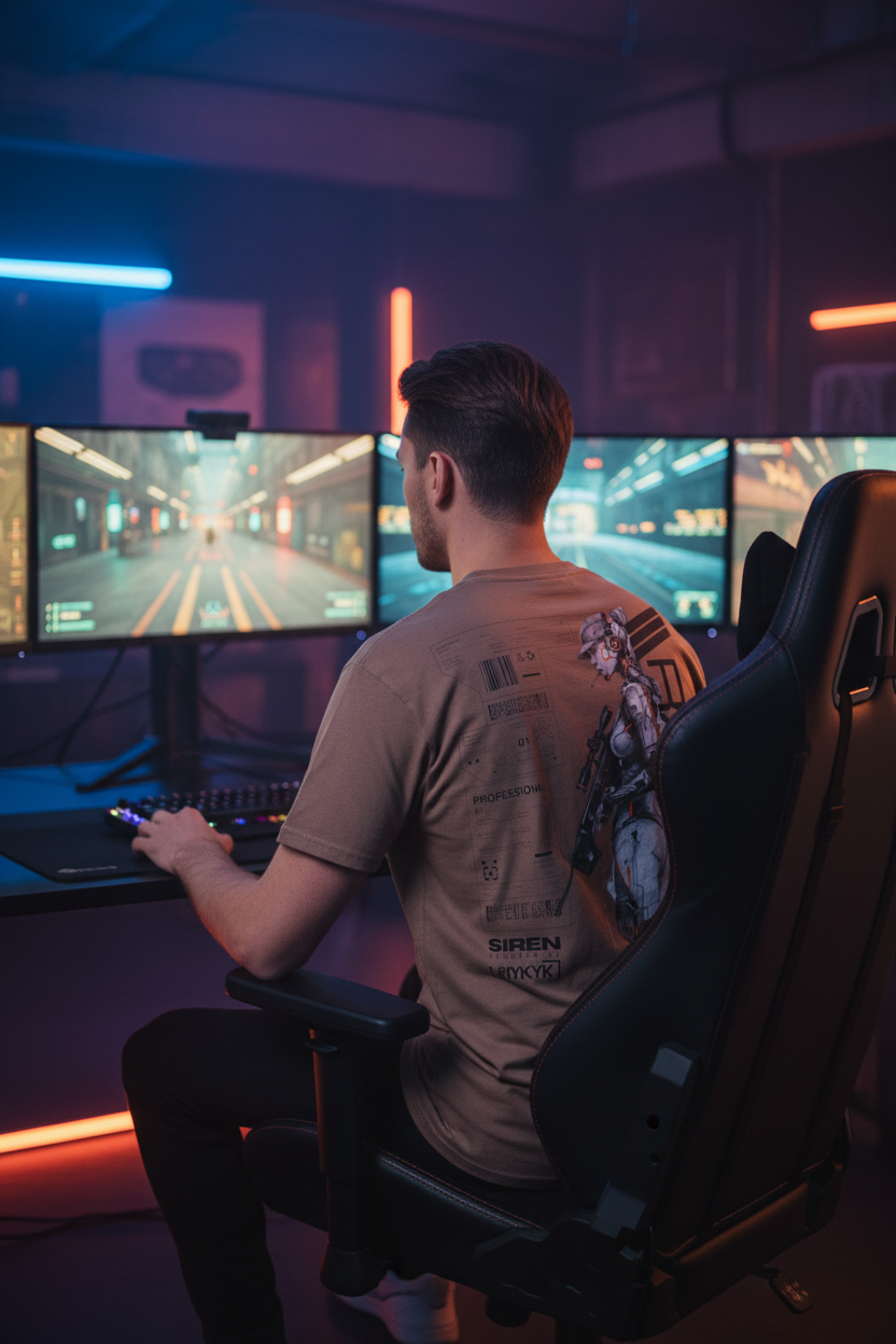 SIREN INDUSTRIES S26 SNIPER T-shirt — Back Gaming Mockup