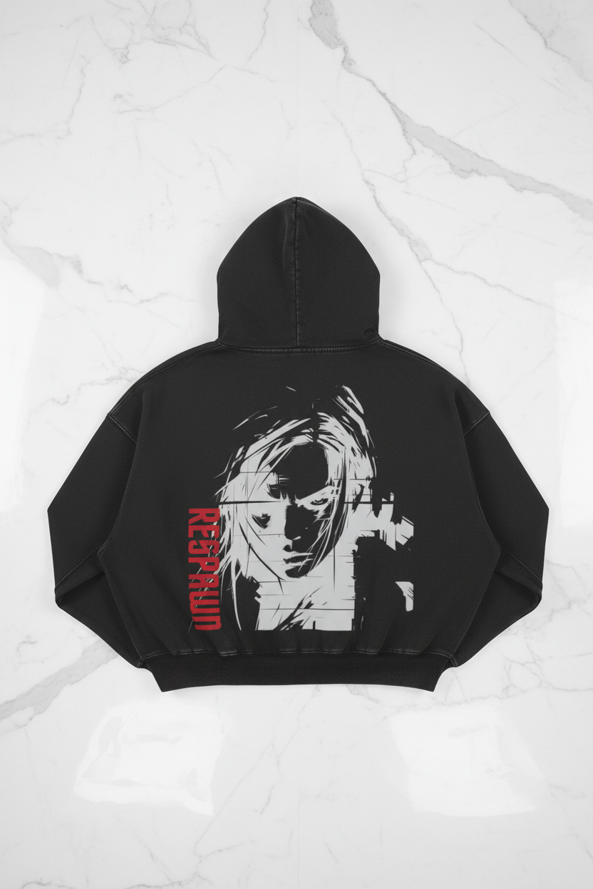 SNIPER Hoodie - Full Back Panel, White Marble