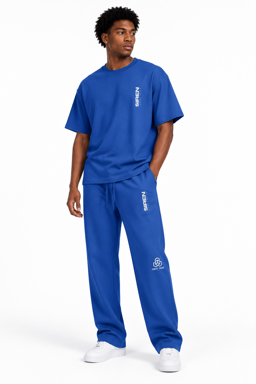 Three-quarter mockup with sweatpants