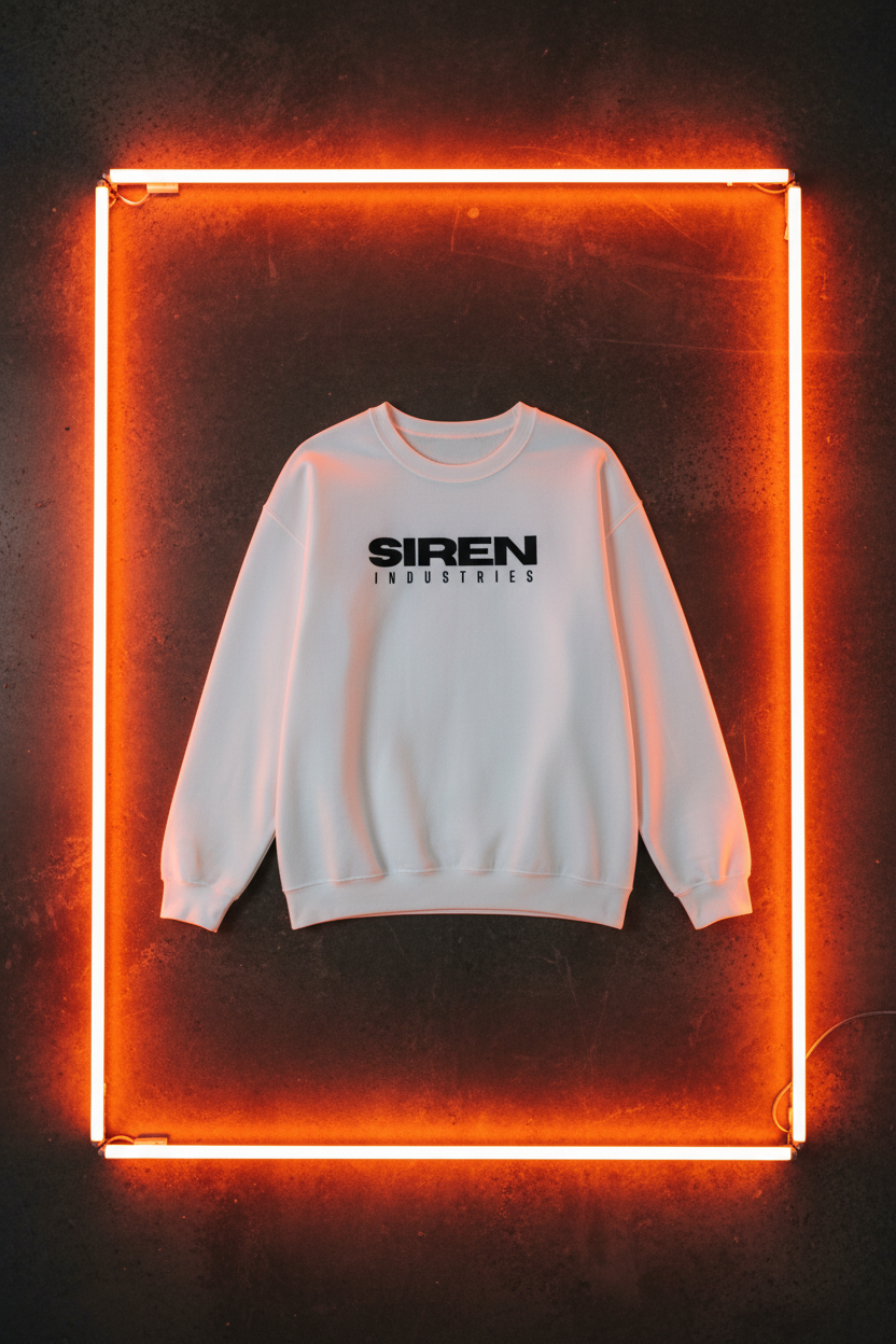 White Sweater - Concrete with Neon Orange Border Lighting